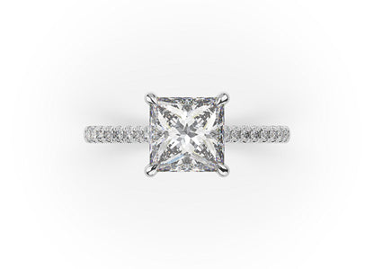 Princess White Gold Hidden Halo Engagement Ring