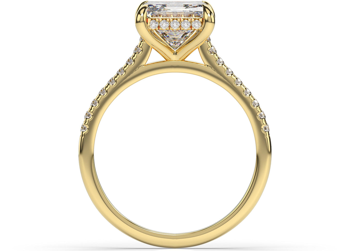 Princess Yellow Gold Hidden Halo Engagement Ring