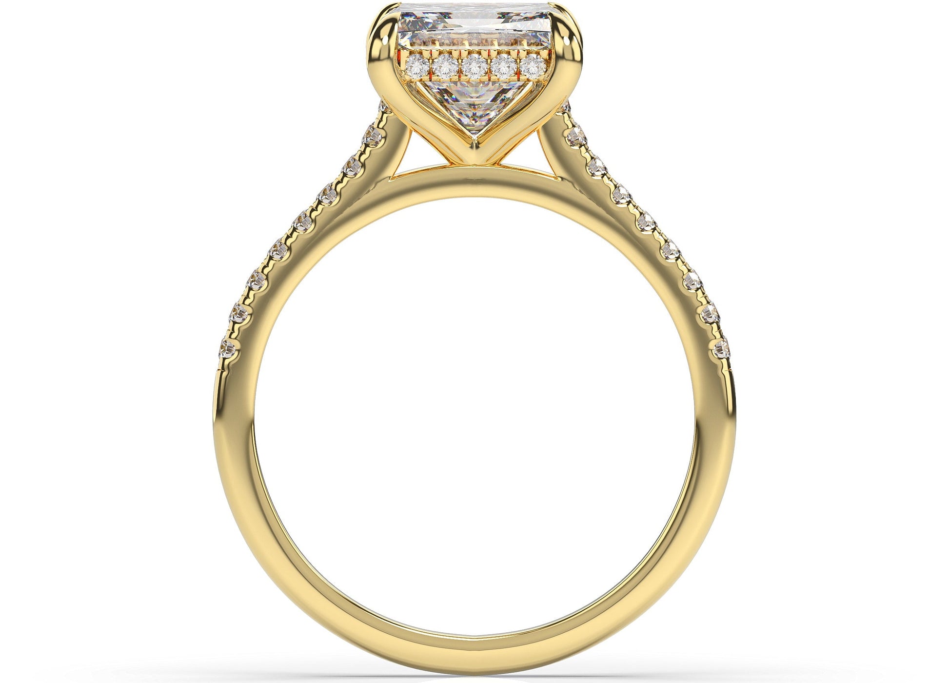 Princess Yellow Gold Hidden Halo Engagement Ring