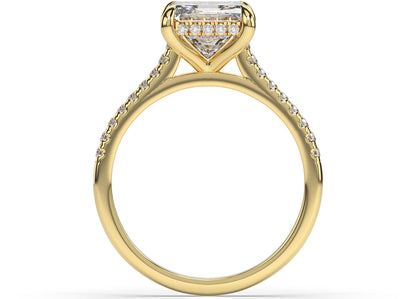 Princess Yellow Gold Hidden Halo Engagement Ring