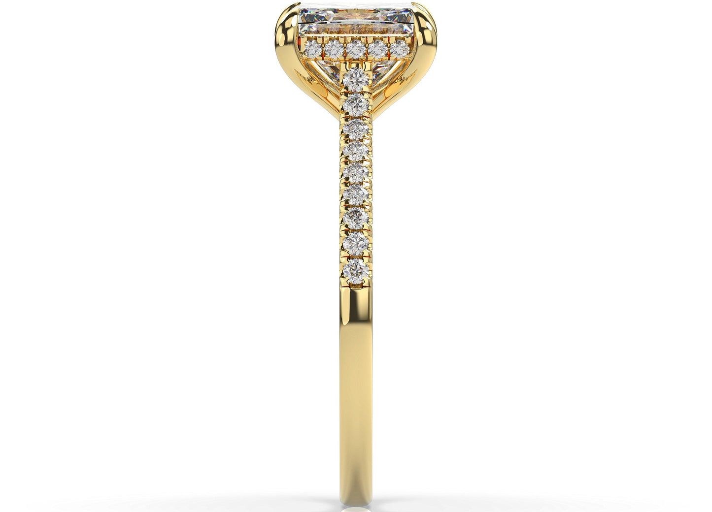 Princess Yellow Gold Hidden Halo Engagement Ring