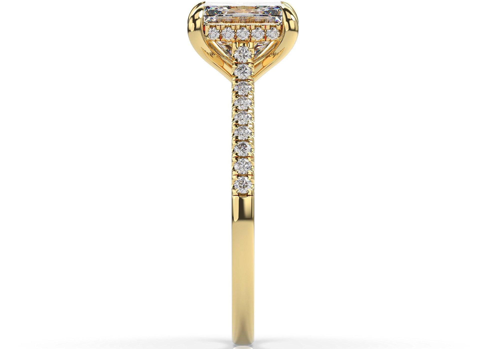 Princess Yellow Gold Hidden Halo Engagement Ring