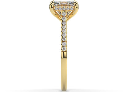 Princess Yellow Gold Hidden Halo Engagement Ring
