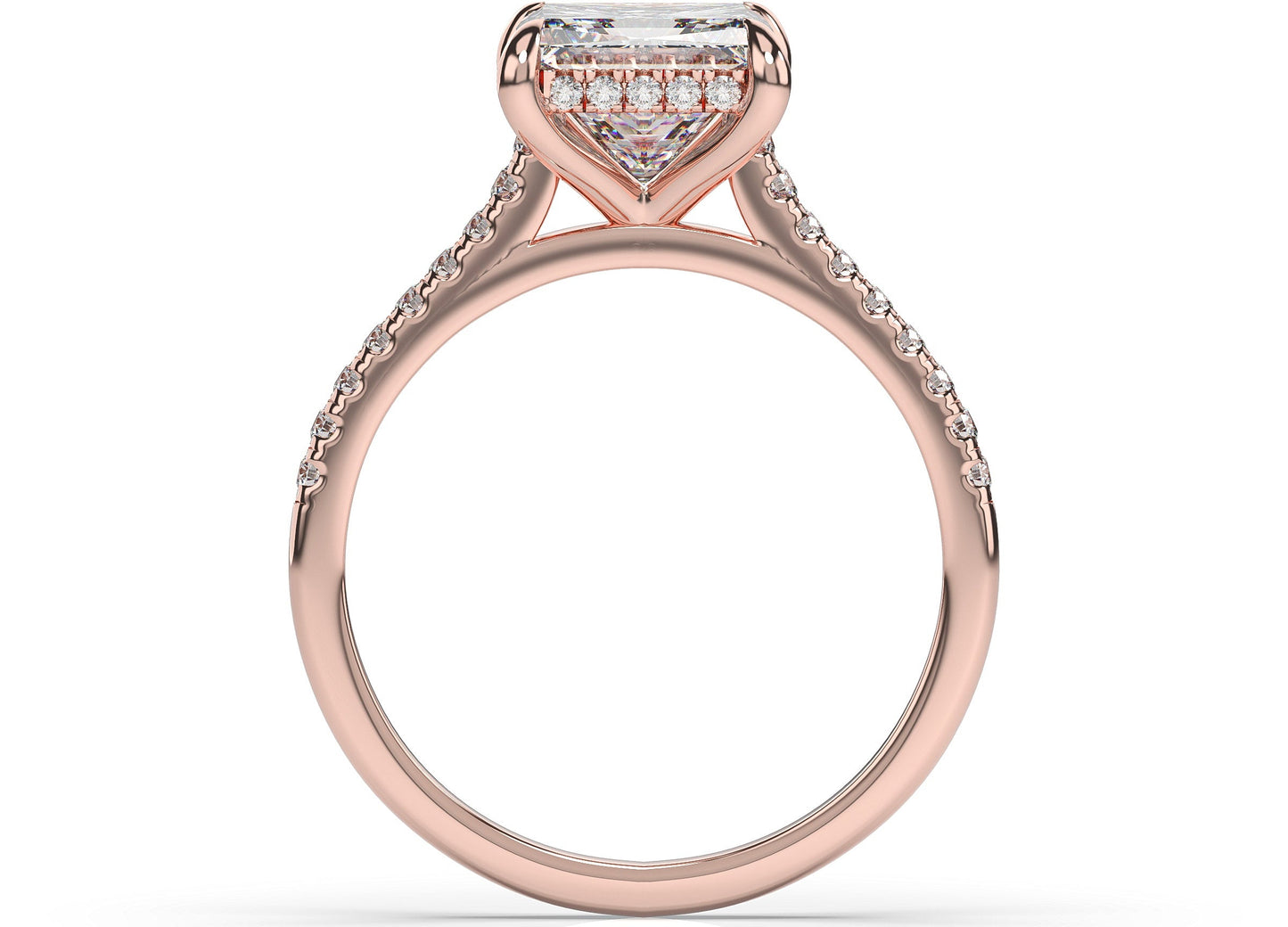 Princess Rose Gold Hidden Halo Engagement Ring