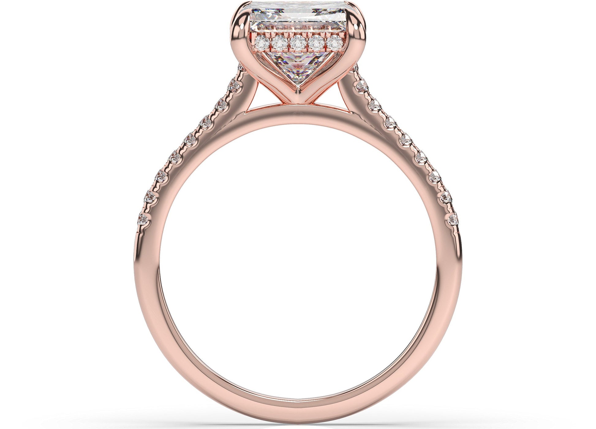 Princess Rose Gold Hidden Halo Engagement Ring