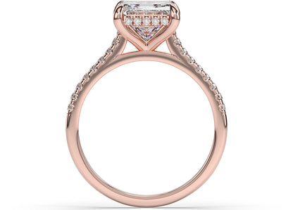 Princess Rose Gold Hidden Halo Engagement Ring