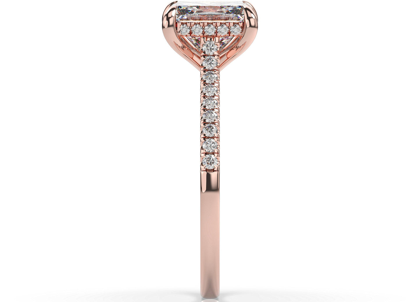 Princess Rose Gold Hidden Halo Engagement Ring