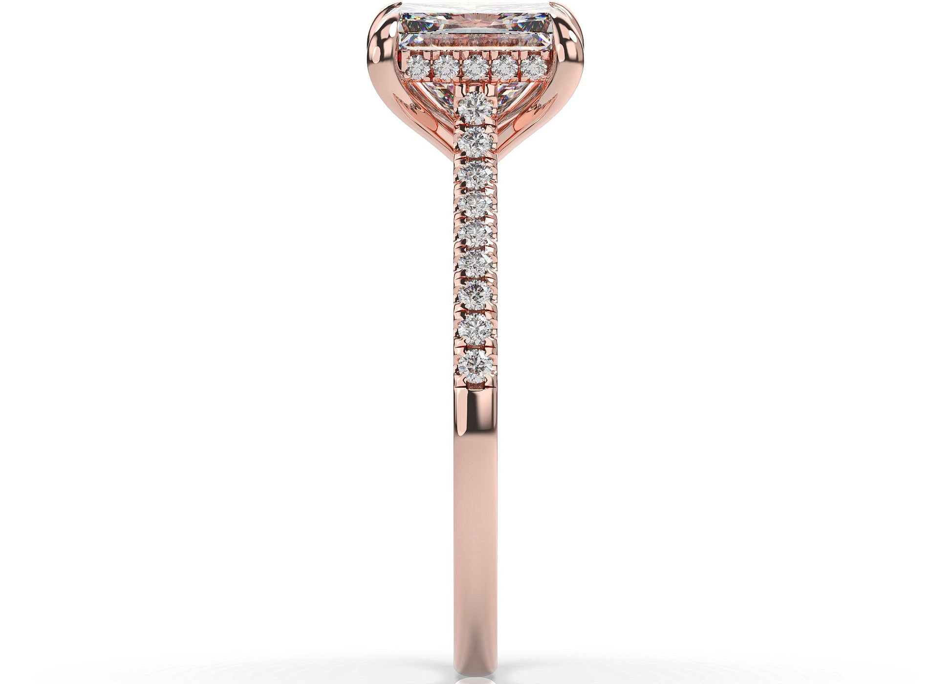 Princess Rose Gold Hidden Halo Engagement Ring