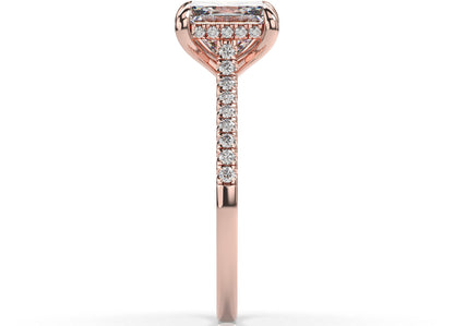Princess Rose Gold Hidden Halo Engagement Ring
