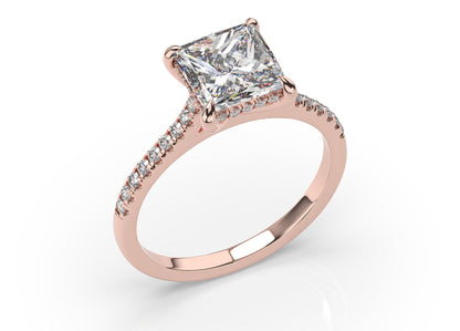 Princess Rose Gold Hidden Halo Engagement Ring