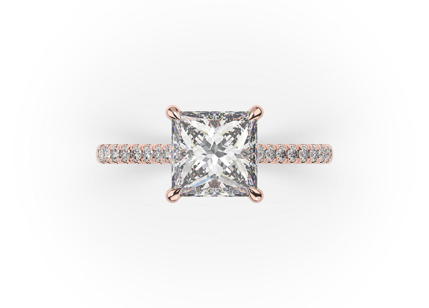 Princess Rose Gold Hidden Halo Engagement Ring