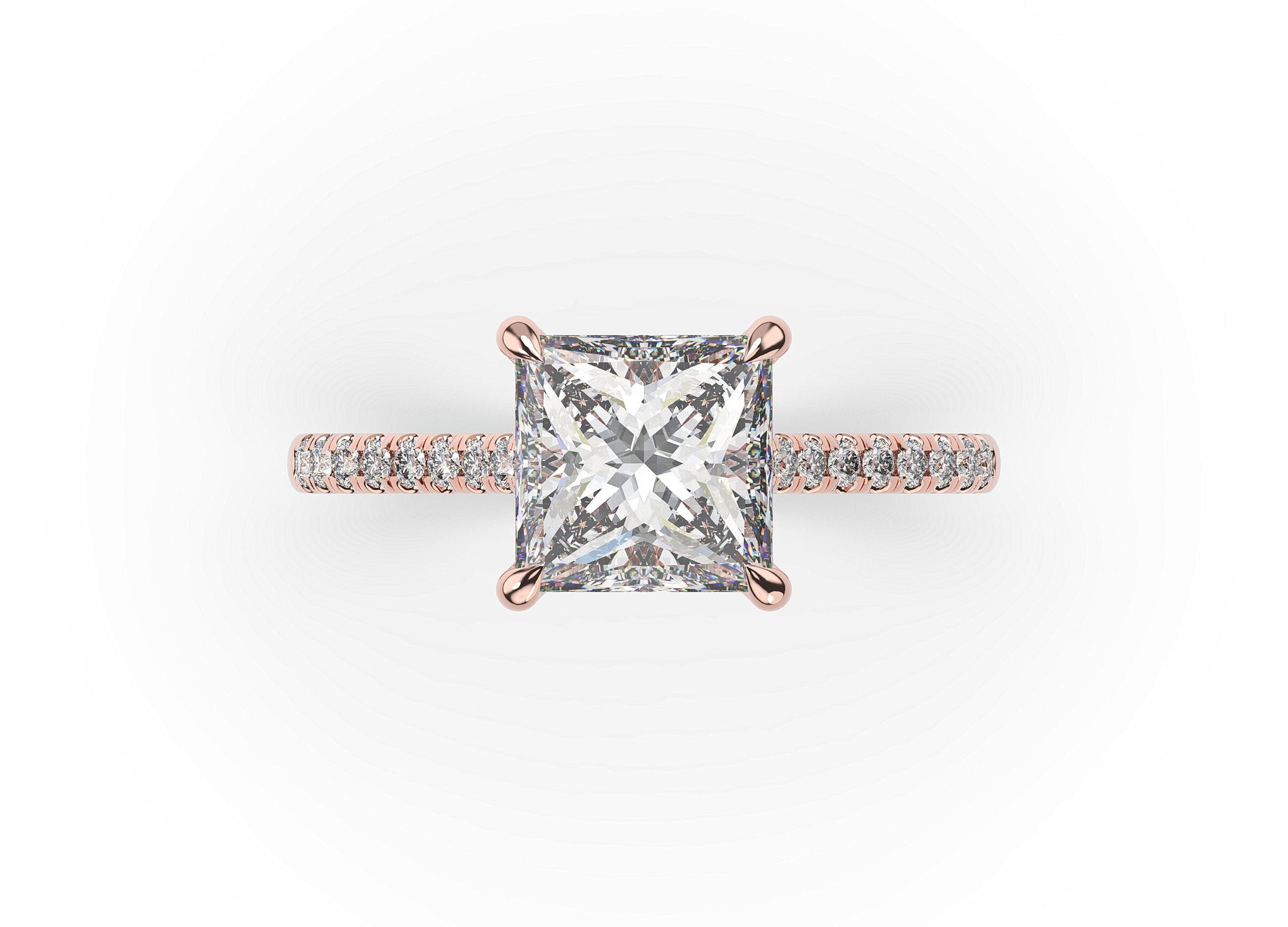 Princess Rose Gold Hidden Halo Engagement Ring