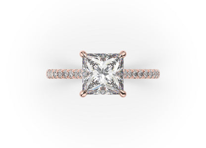 Princess Rose Gold Hidden Halo Engagement Ring