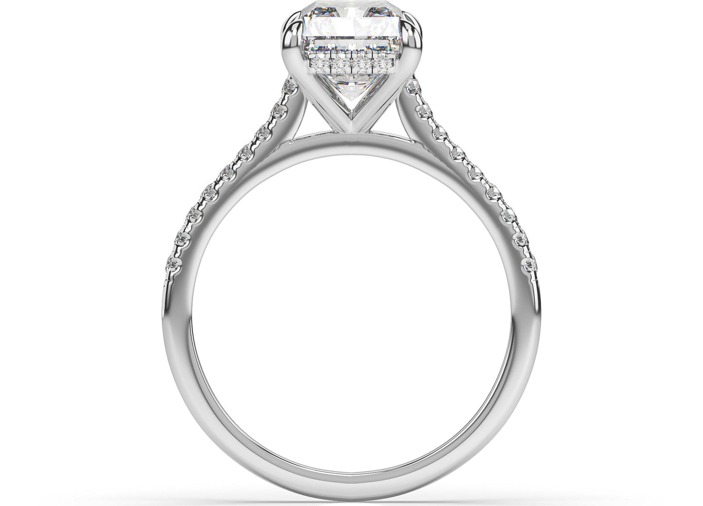 Radiant White Gold Hidden Halo Engagement Ring