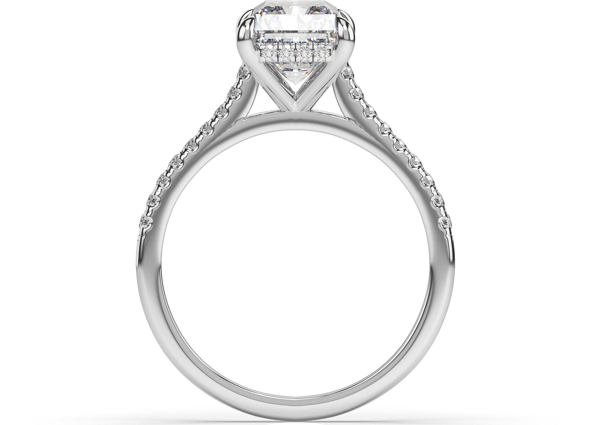 Radiant White Gold Hidden Halo Engagement Ring