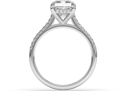 Radiant White Gold Hidden Halo Engagement Ring