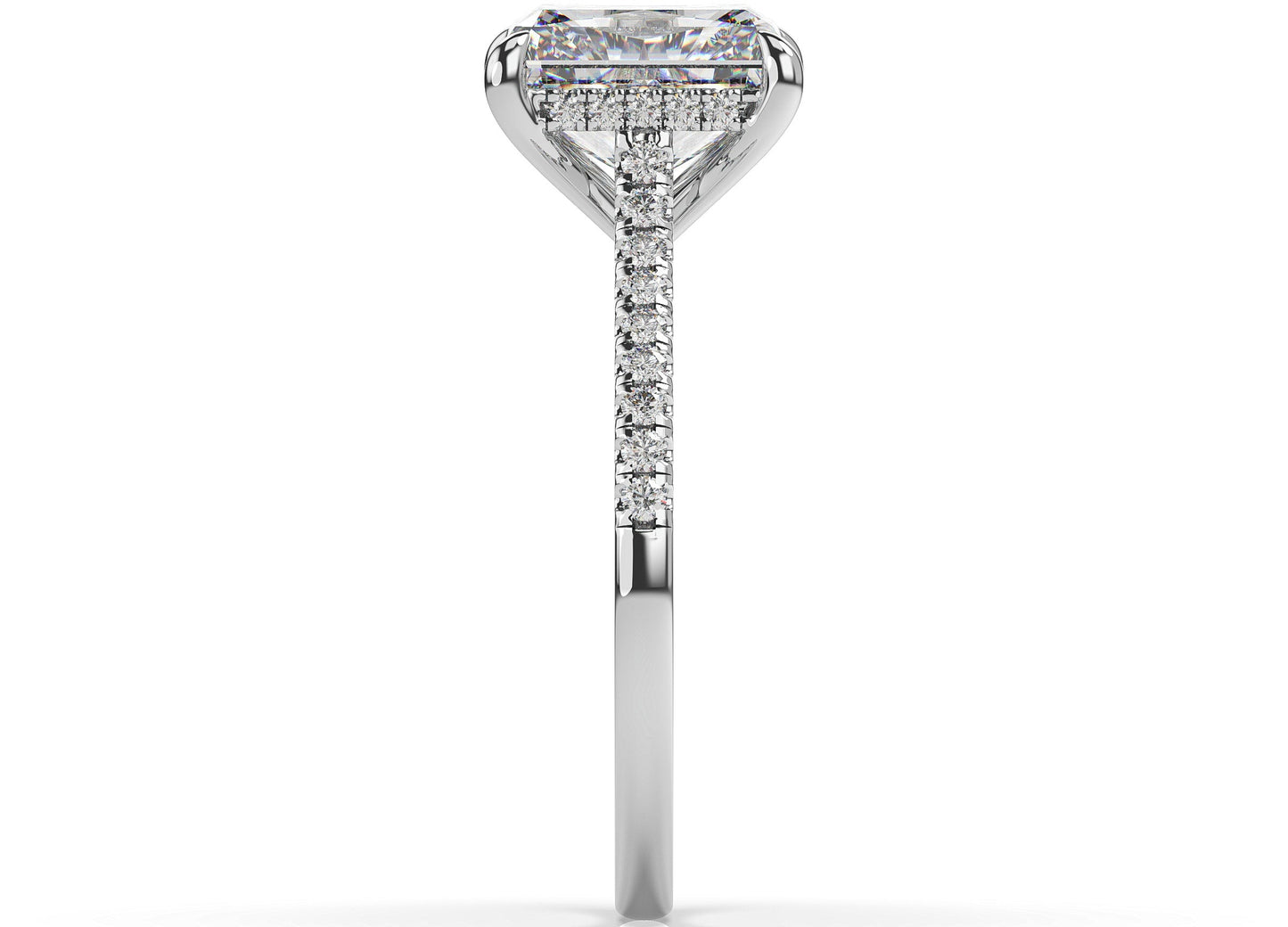 Radiant White Gold Hidden Halo Engagement Ring