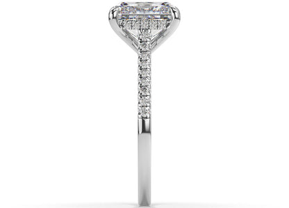 Radiant White Gold Hidden Halo Engagement Ring
