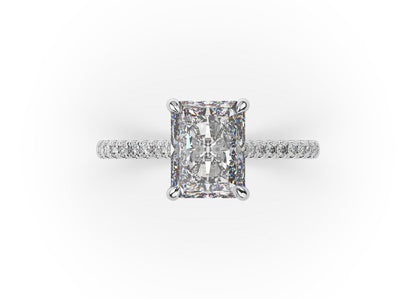 Radiant White Gold Hidden Halo Engagement Ring