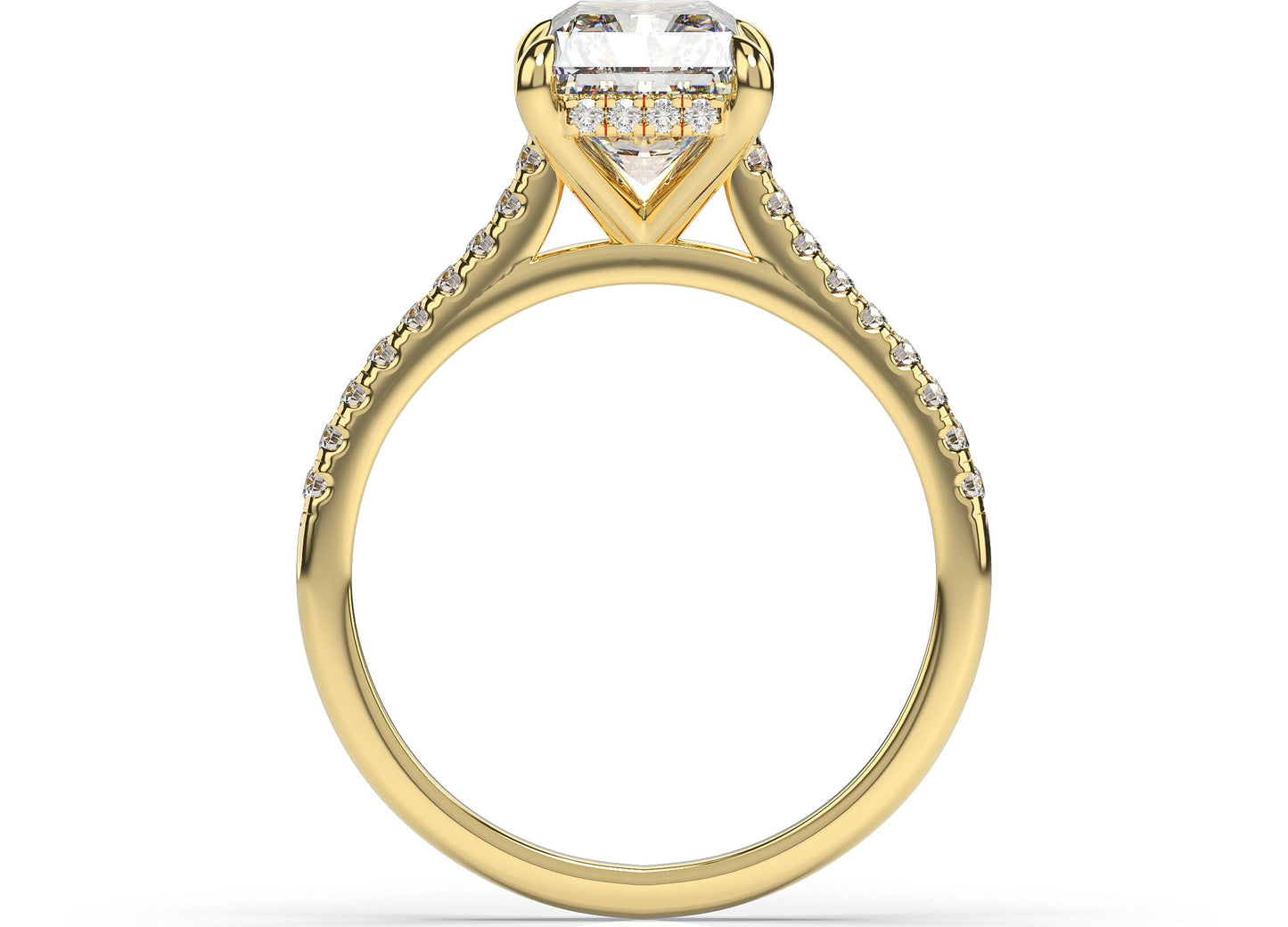 Radiant Yellow Gold Hidden Halo Engagement Ring
