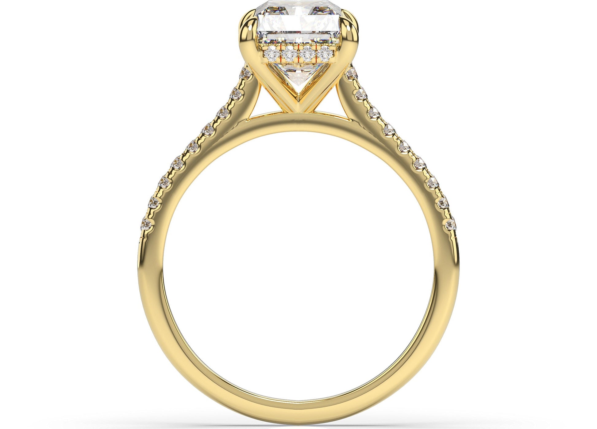 Radiant Yellow Gold Hidden Halo Engagement Ring