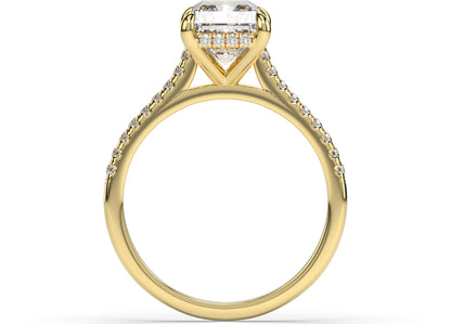 Radiant Yellow Gold Hidden Halo Engagement Ring