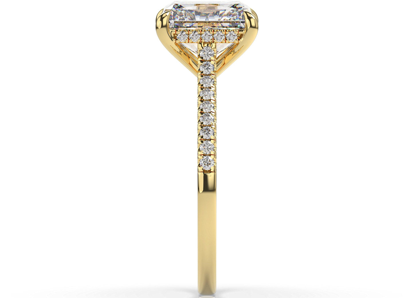Radiant Yellow Gold Hidden Halo Engagement Ring