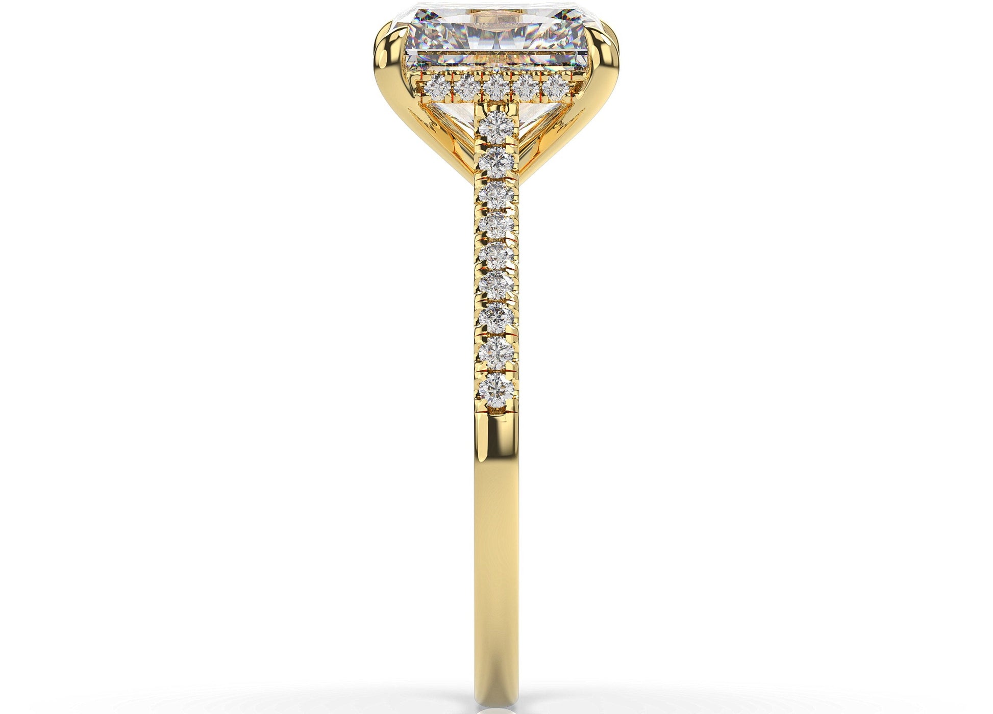 Radiant Yellow Gold Hidden Halo Engagement Ring