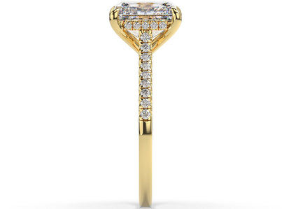 Radiant Yellow Gold Hidden Halo Engagement Ring