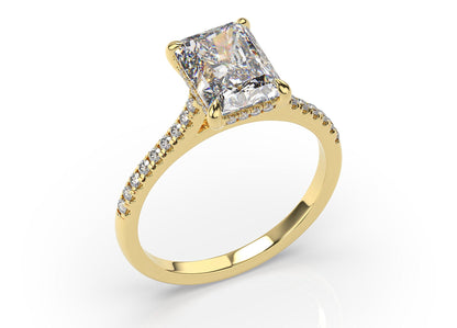Radiant Yellow Gold Hidden Halo Engagement Ring