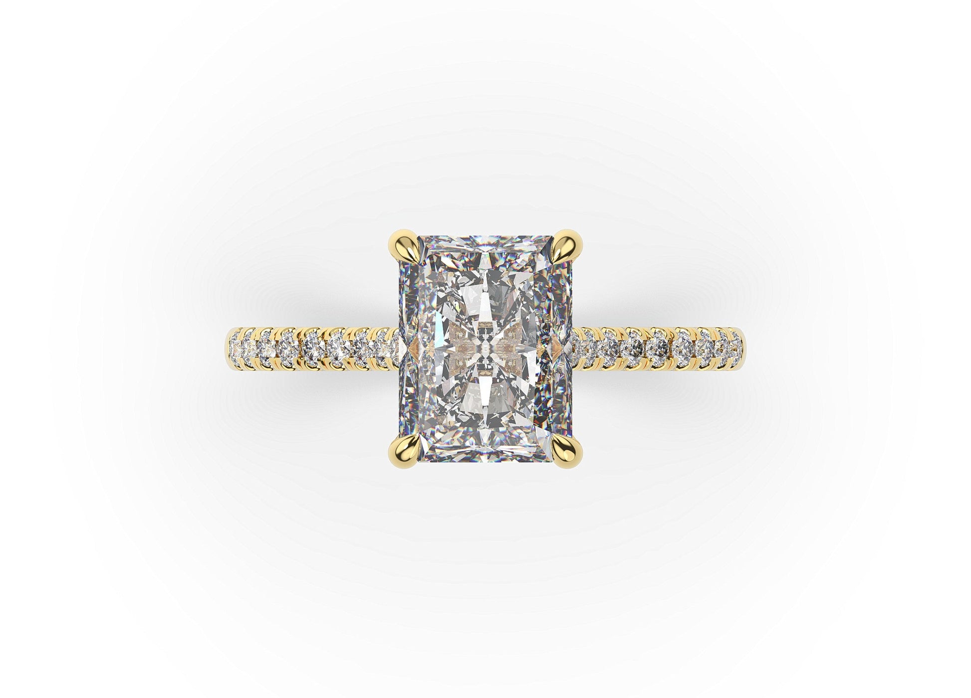 Radiant Yellow Gold Hidden Halo Engagement Ring