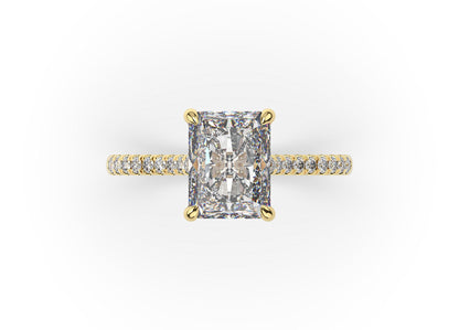 Radiant Yellow Gold Hidden Halo Engagement Ring