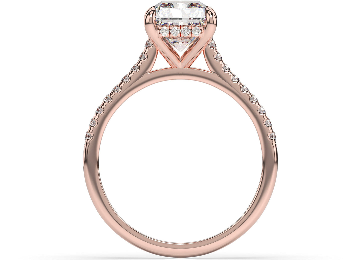 Radiant Rose Gold Hidden Halo Engagement Ring
