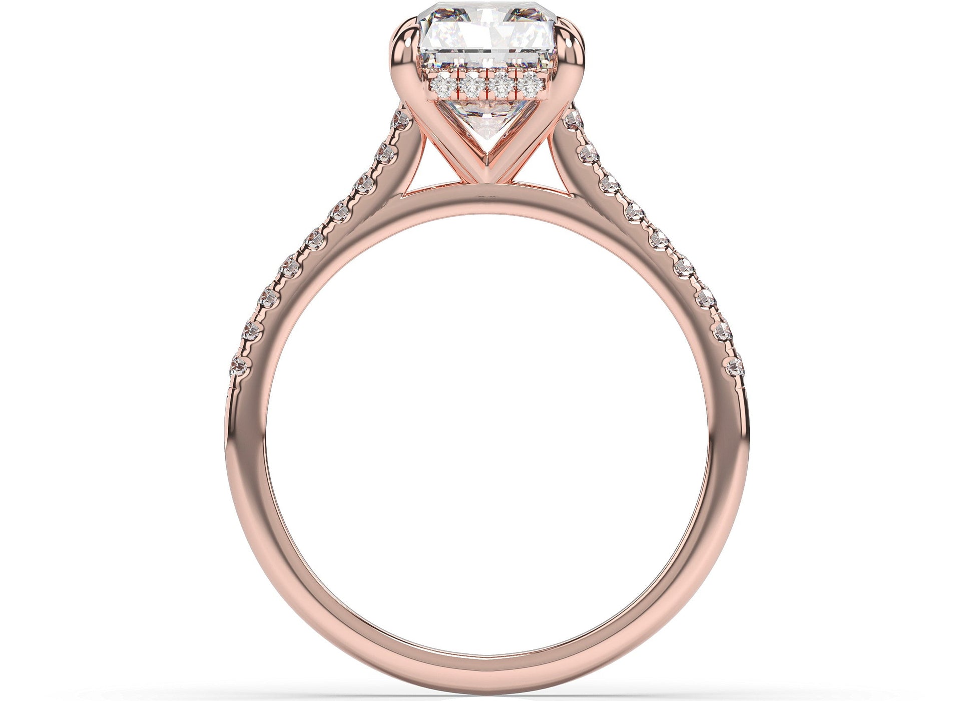 Radiant Rose Gold Hidden Halo Engagement Ring