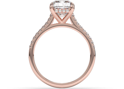 Radiant Rose Gold Hidden Halo Engagement Ring