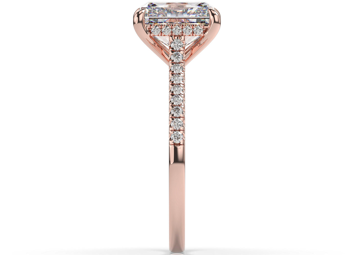 Radiant Rose Gold Hidden Halo Engagement Ring
