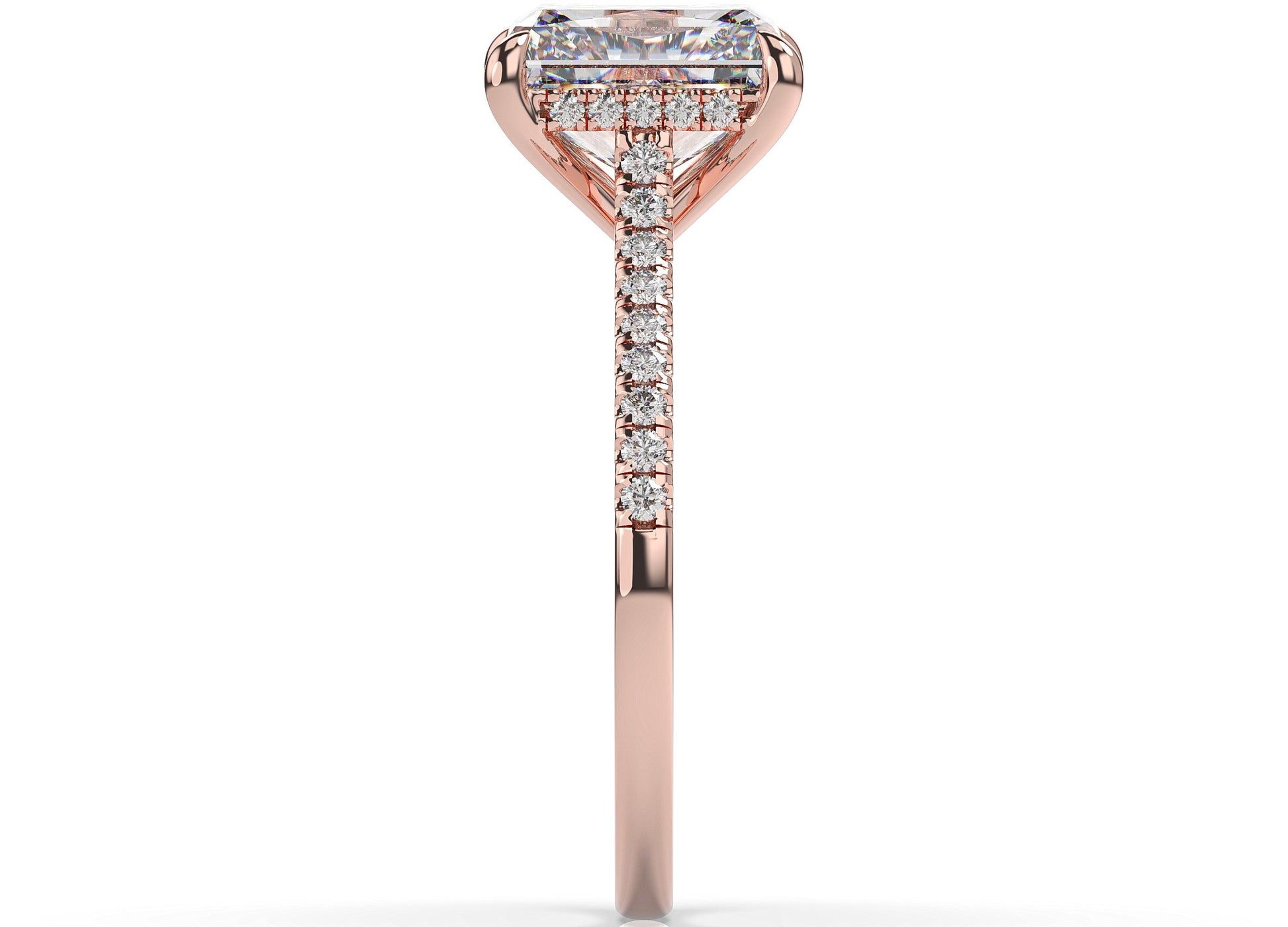 Radiant Rose Gold Hidden Halo Engagement Ring