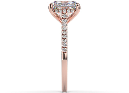 Radiant Rose Gold Hidden Halo Engagement Ring