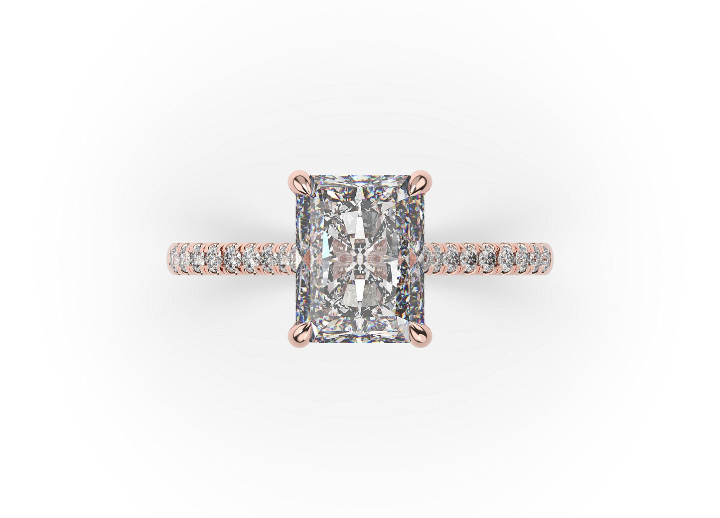 Radiant Rose Gold Hidden Halo Engagement Ring