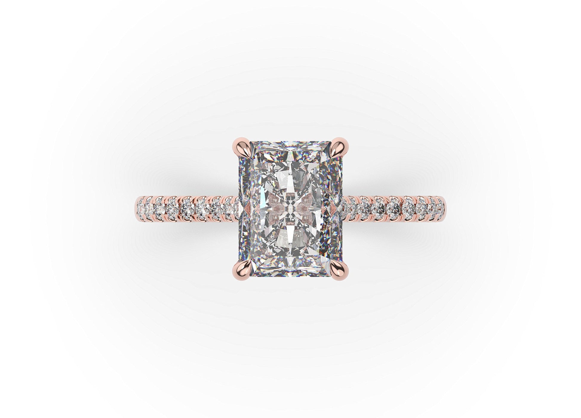 Radiant Rose Gold Hidden Halo Engagement Ring