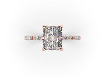 Radiant Rose Gold Hidden Halo Engagement Ring