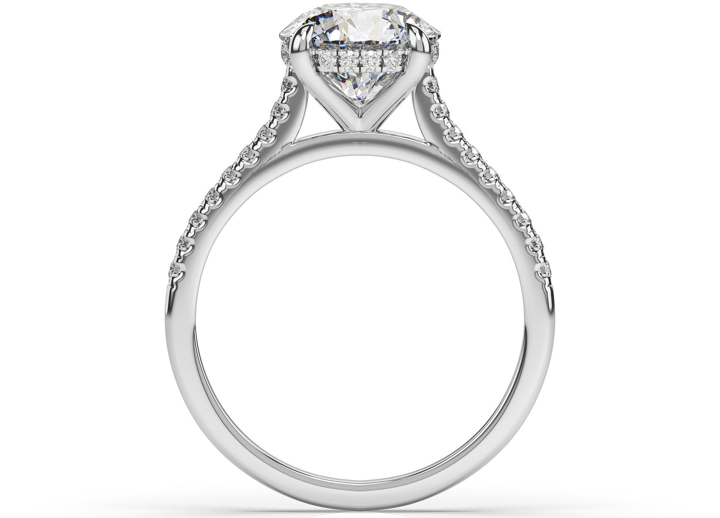 Round Brilliant White Gold Hidden Halo Engagement Ring