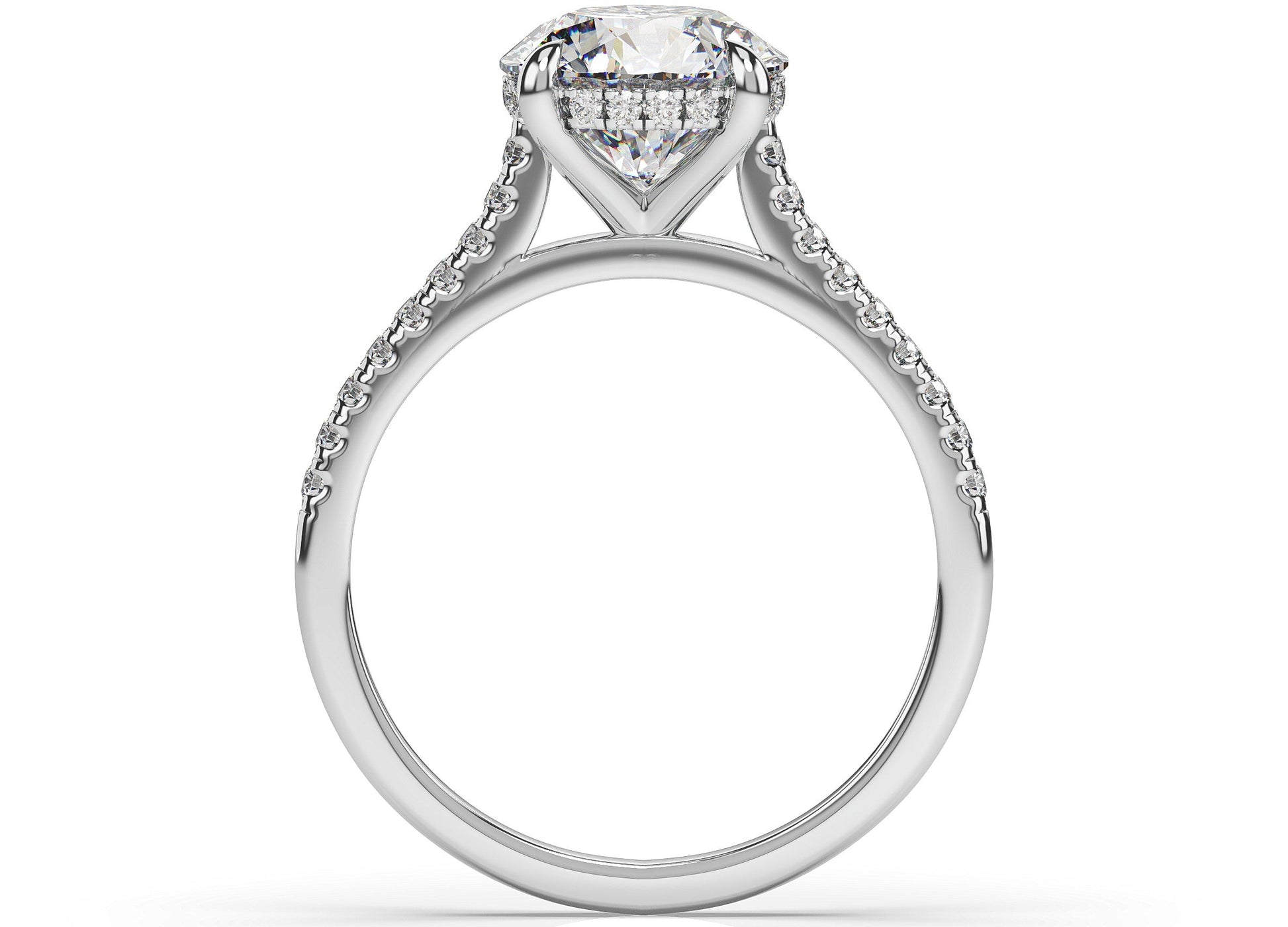 Round Brilliant White Gold Hidden Halo Engagement Ring