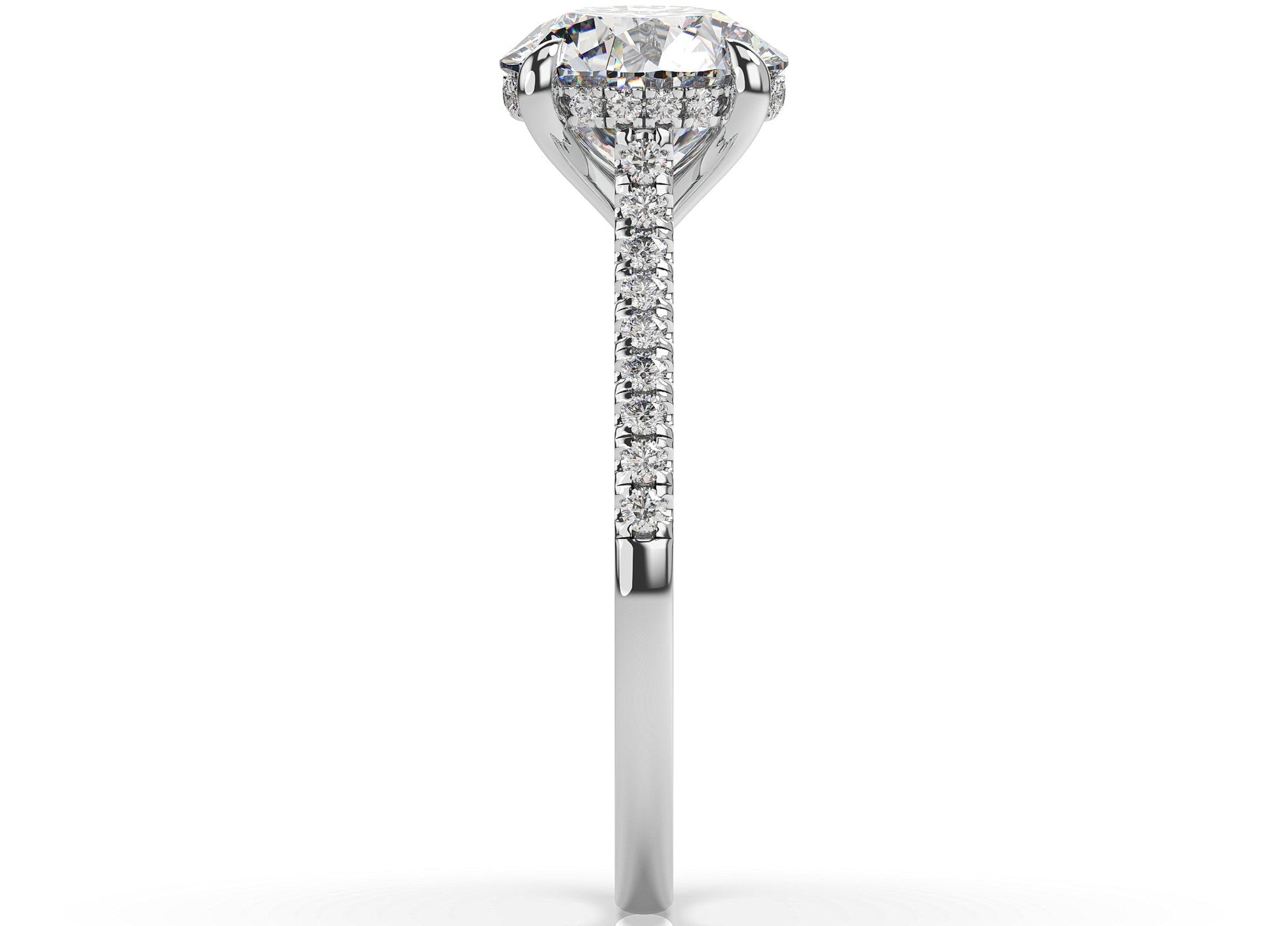 Round Brilliant White Gold Hidden Halo Engagement Ring