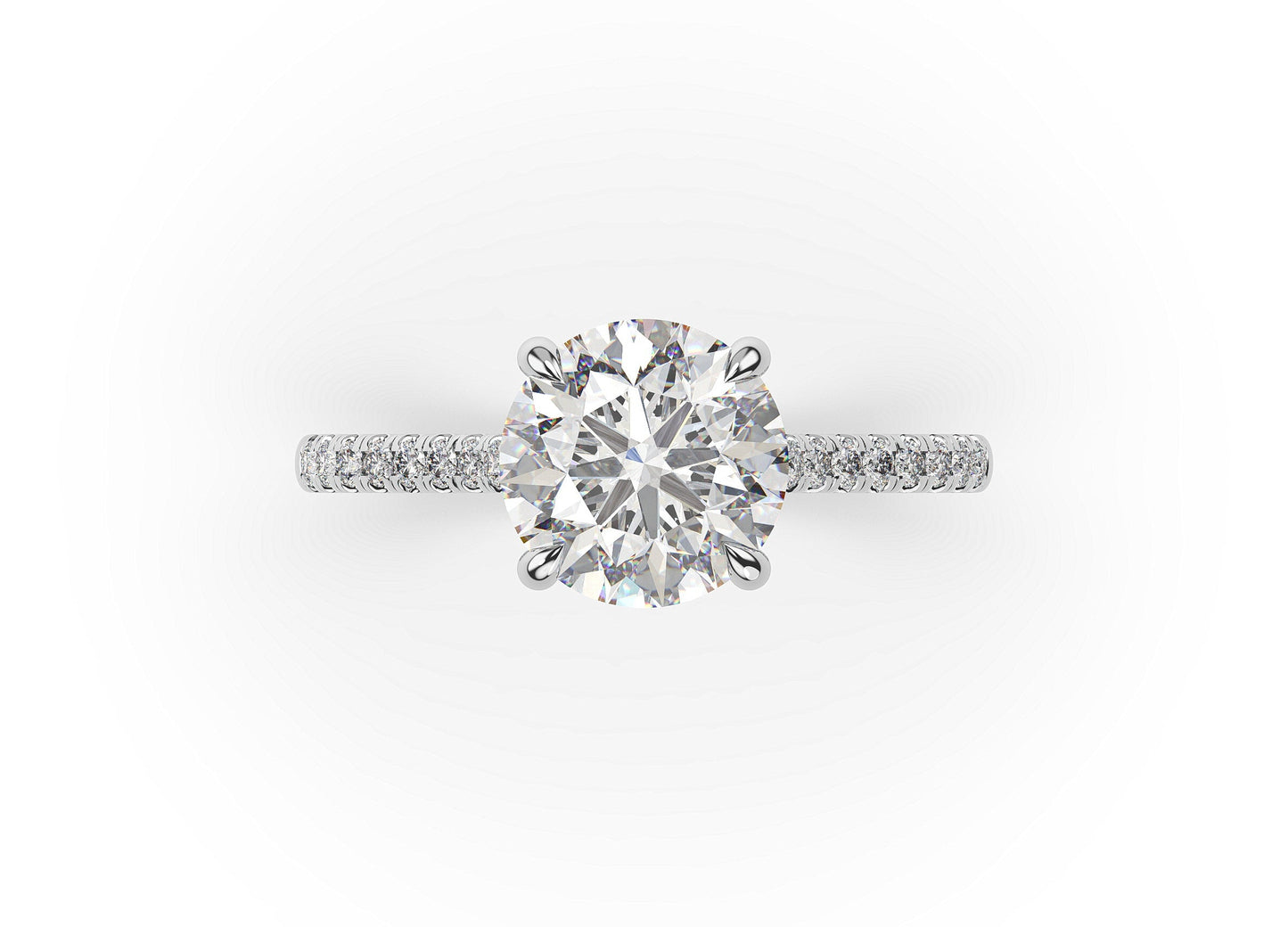 Round Brilliant White Gold Hidden Halo Engagement Ring
