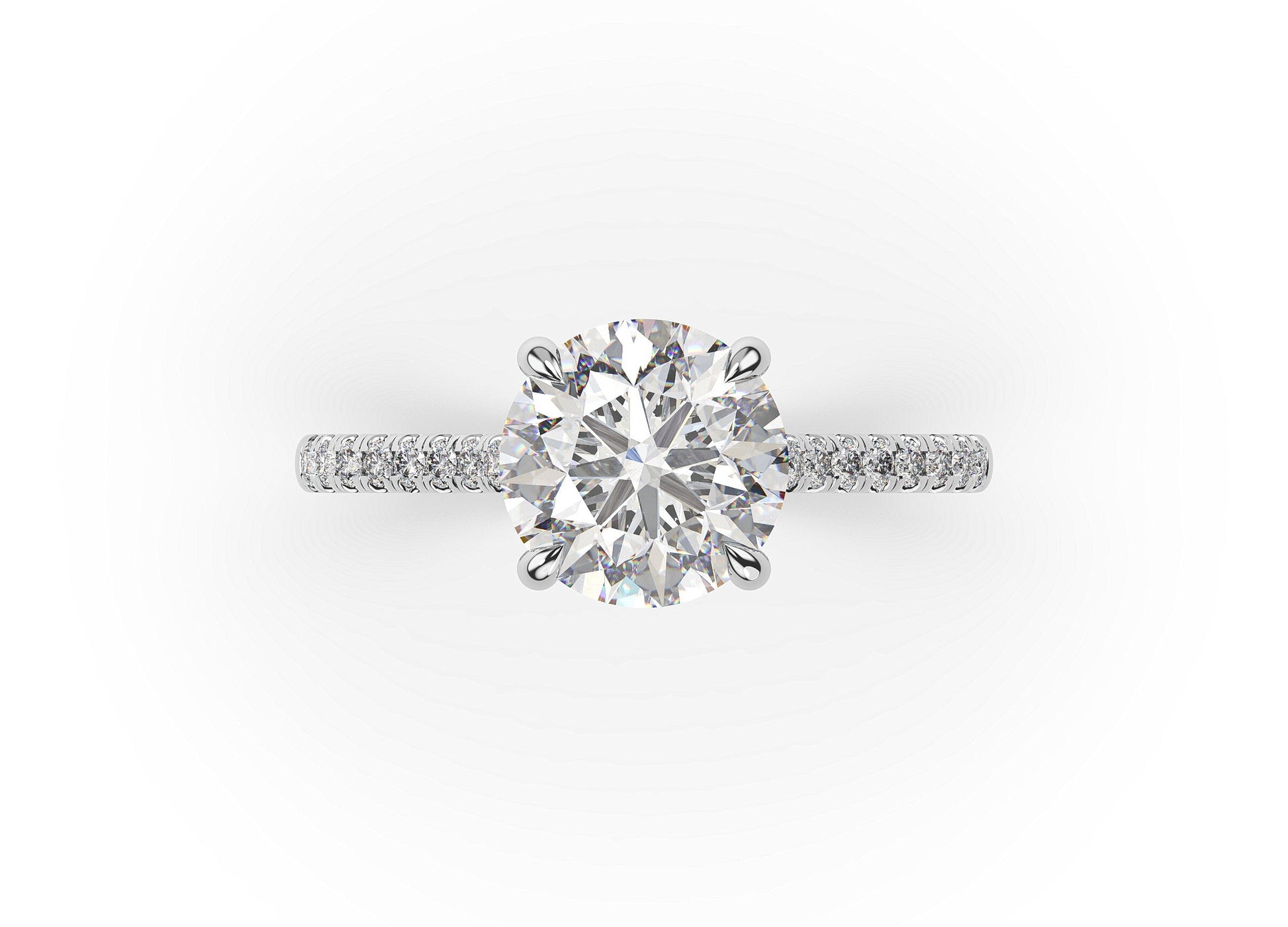 Round Brilliant White Gold Hidden Halo Engagement Ring