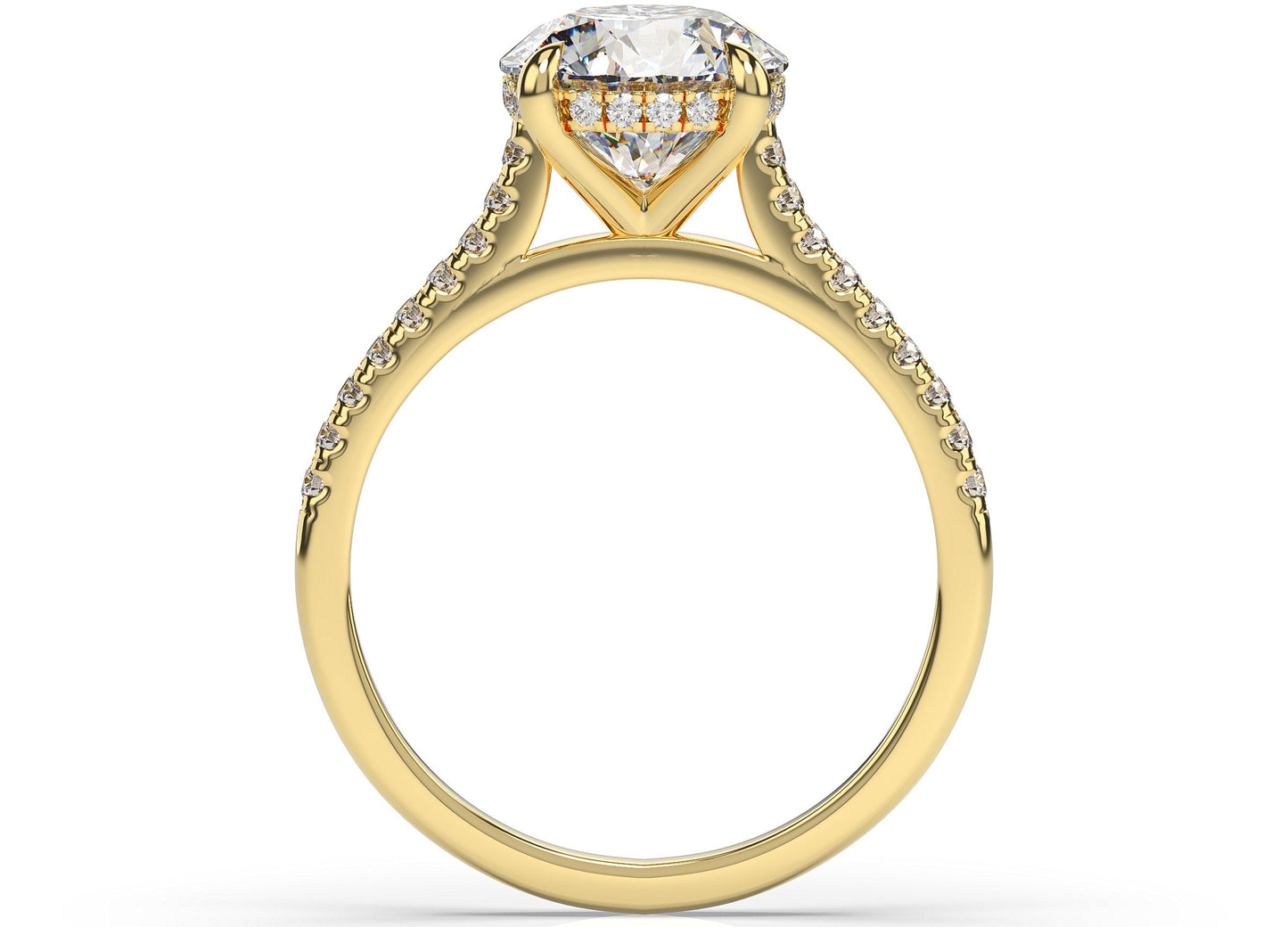 Round Brilliant Yellow Gold Hidden Halo Engagement Ring