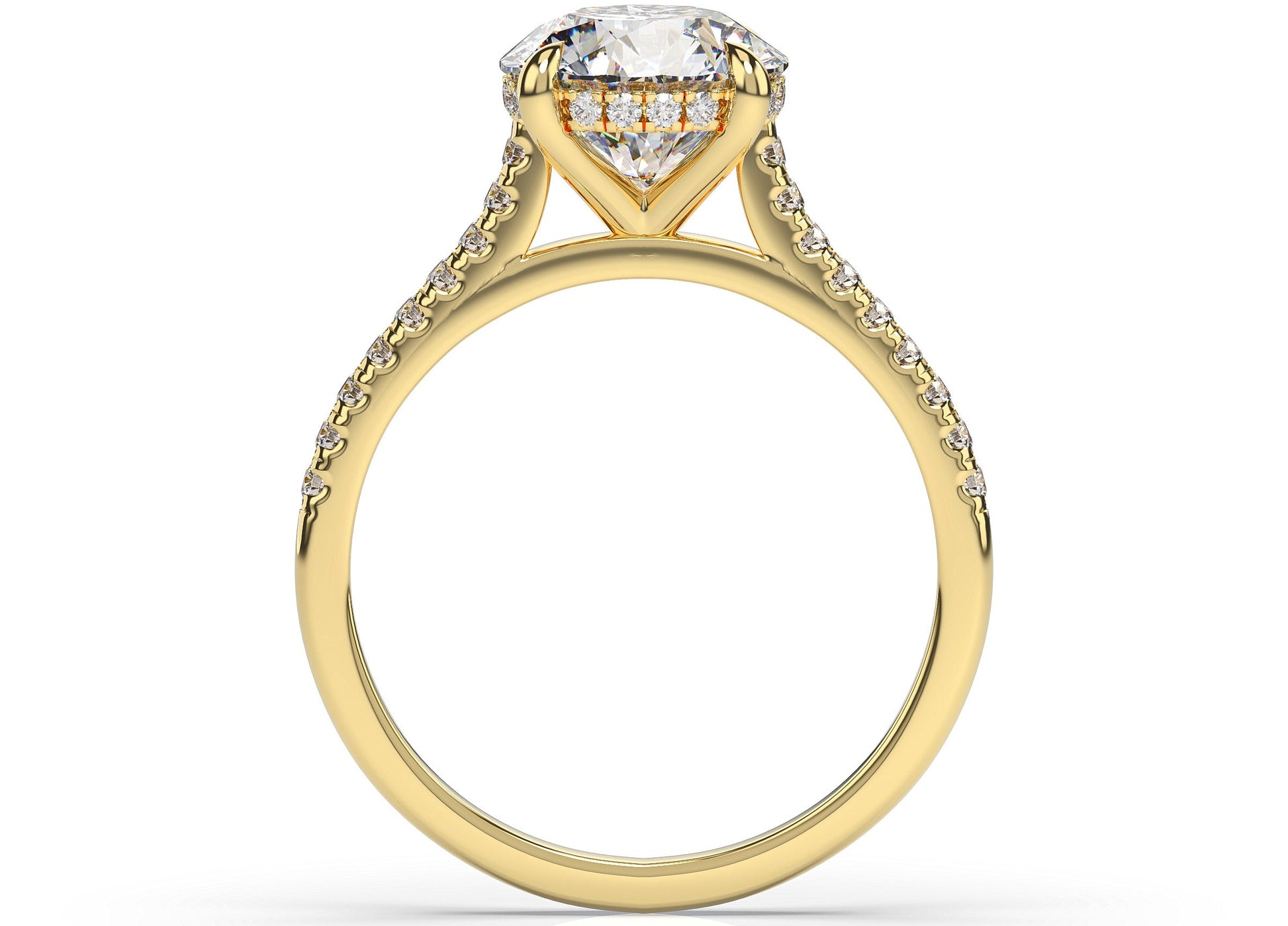 Round Brilliant Yellow Gold Hidden Halo Engagement Ring