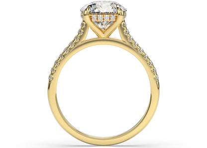 Round Brilliant Yellow Gold Hidden Halo Engagement Ring