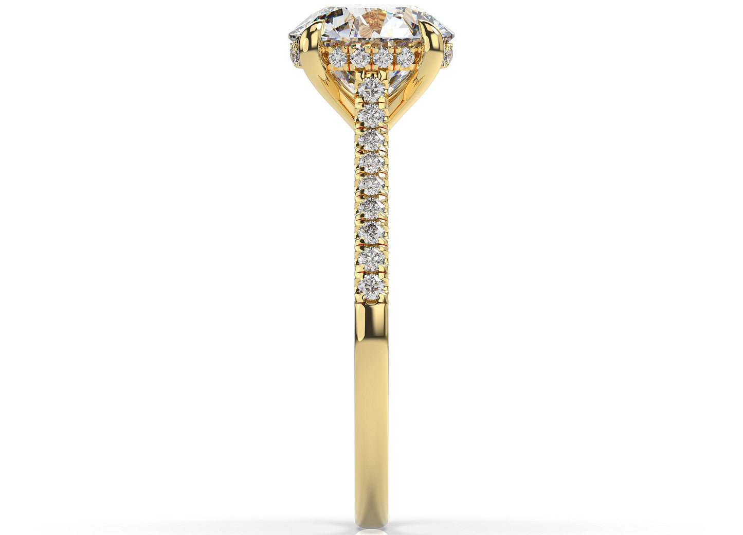 Round Brilliant Yellow Gold Hidden Halo Engagement Ring